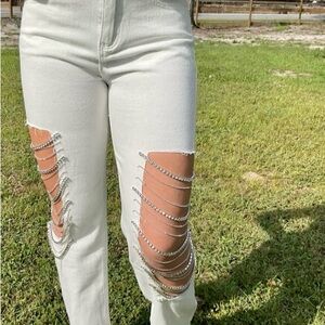 Rhinestone Cowgirl Jeans- White